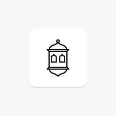 Fanoos Lantern icon, lantern, light, fanoos lantern decorative lantern, light source line icon, editable vector icon, pixel perfect, illustrator ai file