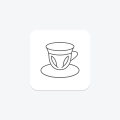 Arabic Coffee Cup icon, coffee, cup, beverage, traditional coffee thinline icon, editable vector icon, pixel perfect, illustrator ai file