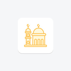 Minaret icon, tower, mosque, islamic architecture, minaret mosque tower duotone line icon, editable vector icon, pixel perfect, illustrator ai file