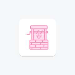 Zamzam Well icon, well, water source, sacred well, zamzam well religious site duotone line icon, editable vector icon, pixel perfect, illustrator ai file