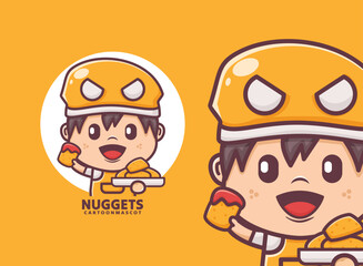 Cute boy cartoon character with nuggets