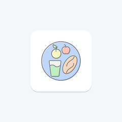 Fototapeta premium Iftar Plate icon, meal, food, breaking fast, iftar plate evening meal lineal color icon, editable vector icon, pixel perfect, illustrator ai file