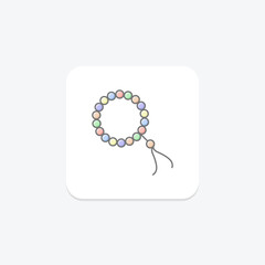 Prayer Beads icon, beads, religious, islamic prayer beads, prayer beads spiritual practice lineal color icon, editable vector icon, pixel perfect, illustrator ai file