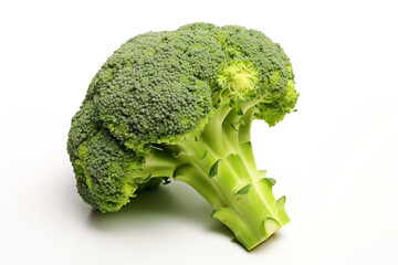 Beautiful Single Fresh Broccoli Isolated On White Background сreated with Generative Ai