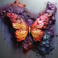 abstract butterfly with wings made of lava and molten metal , generated by AI. High quality photo