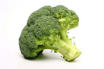 Beautiful Single Fresh Broccoli Isolated On White Background сreated with Generative Ai