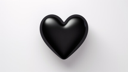 one black matte heart on a white background, on the right side of the picture сreated with Generative Ai