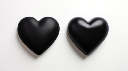 Fototapeta premium one black matte heart on a white background, on the right side of the picture сreated with Generative Ai