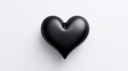 Fototapeta premium one black matte heart on a white background, on the right side of the picture сreated with Generative Ai
