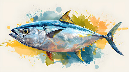 International Tuna Day, 2 May, Vector Illustration Of Tuna Fish On Isolated Background, World Sea Life Day, World Fish Day, World Ocean Day, Generative Ai
