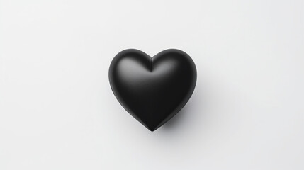 one black matte heart on a white background, on the right side of the picture сreated with Generative Ai