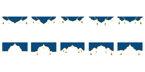 Set of ramadan islamic border. Islmaic frame with lantern decoration. Frame border with islamic, arabian style © OGustamil Studios