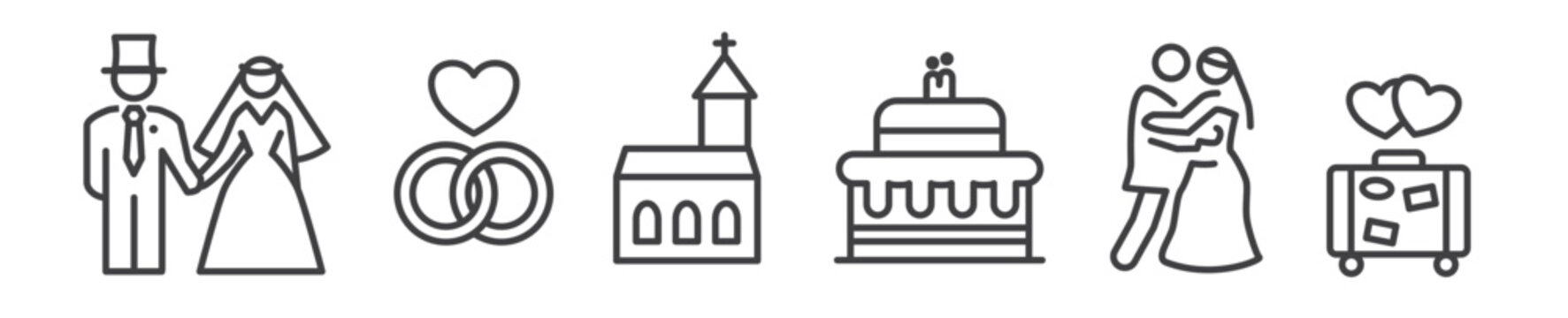 wedding icons - thin line icon set