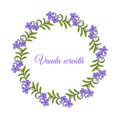 Blue vanda orhid floral hand drawn wreath