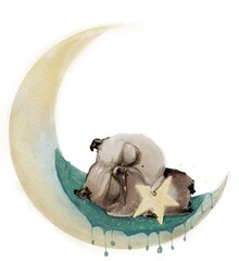 cute pug with a golden star sleeping - 724875044
