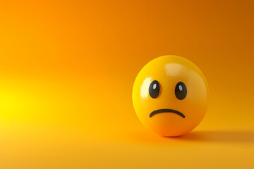 Fototapeta premium sad face emoji in 3D illustration style on a colorful background