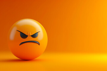 angry face emoji in 3D illustration style on a colorful background