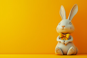 Fototapeta na wymiar Rabbit in Easter concept in 3D illustration style on a colorful background