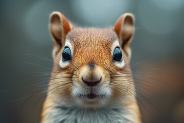 Close-up portrait of a squirrel. Portrait d'un écureuil en gros plan.