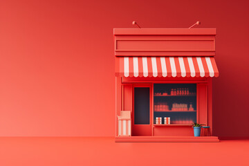 store in the concept of online shopping in 3D illustration style on a colorful background