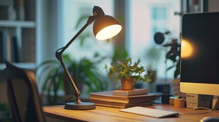 Desk Lamp on Wooden Table in a Well-Lit Room, Back to school
