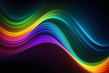 Vibrant Rainbow Wave on Black Background, Modern Design with Spectrum of Colors