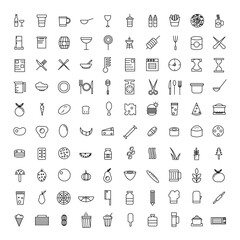 Fastfood outline web icon set, vector, restaurant line icons collection