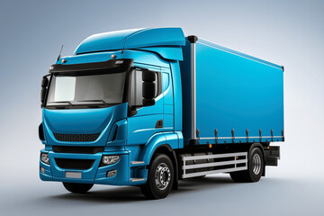 Blue container truck mock-up for advertising Isolated on light background