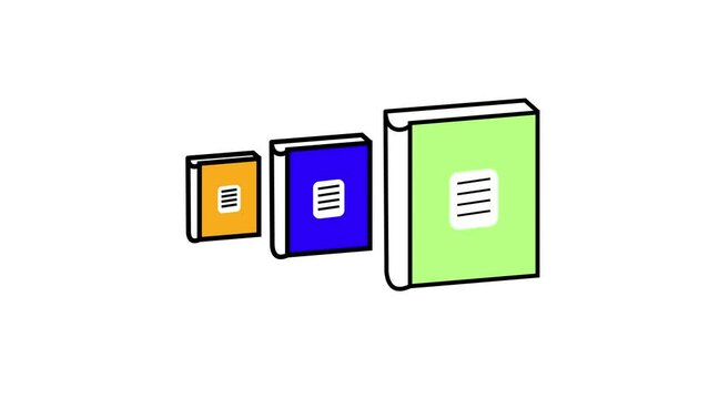Colorful there book icon animated on a white background.