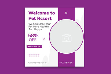 Naklejka premium pet banner design,pet social media template,