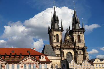The Church of the Virgin Mary on the Old Town Square in Prague in the Czech Republic. Medieval...