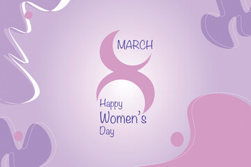  International Women's Day. Banner, flyer for March 8 decorating by paper flowers and hand drawn lettering. Congratulating and wishing happy holiday card for newsletter, brochures, postcards. Vector. 