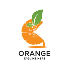 Orange logo design simple concept Premium Vector