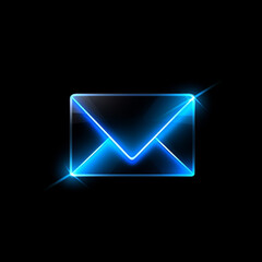 Fototapeta premium email icon, glowing blue with white accents сreated with Generative Ai