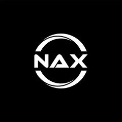 NAX letter logo design with black background in illustrator, cube logo, vector logo, modern alphabet font overlap style. calligraphy designs for logo, Poster, Invitation, etc.