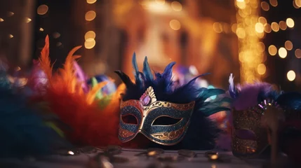 Photo sur Plexiglas Carnaval Venetian carnival masks. concept of carnival, masks, events. Brazil Rio de Janeiro. created with ai
