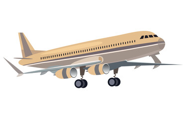 Airplane of colorful set. Demonstration of air travel with this delightful illustration, featuring a carefully designed airplane in fun cartoon style, set on a white background. Vector illustration.