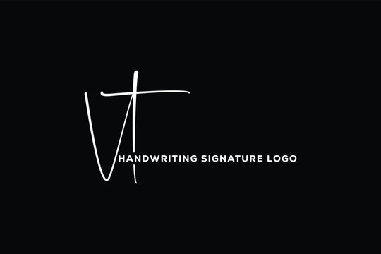  VT initials Handwriting signature logo. VT Hand drawn Calligraphy lettering Vector. VT letter real estate, beauty, photography letter logo design.
