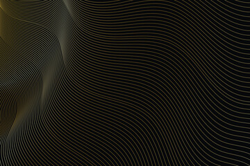 Abstract golden wave patterns on a dark background
