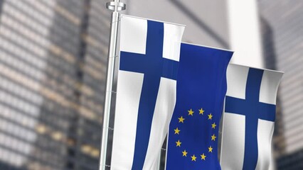Finland and european union vertical banners waving on a clear day - Powered by Adobe