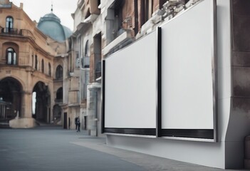 Blank white horizontal billboard on building wall Mockup advertising board digital display showcase