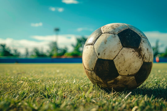 Image generated with AI. A soccer ball on the playing field