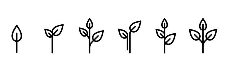 Leaves plant growth icon set illustration