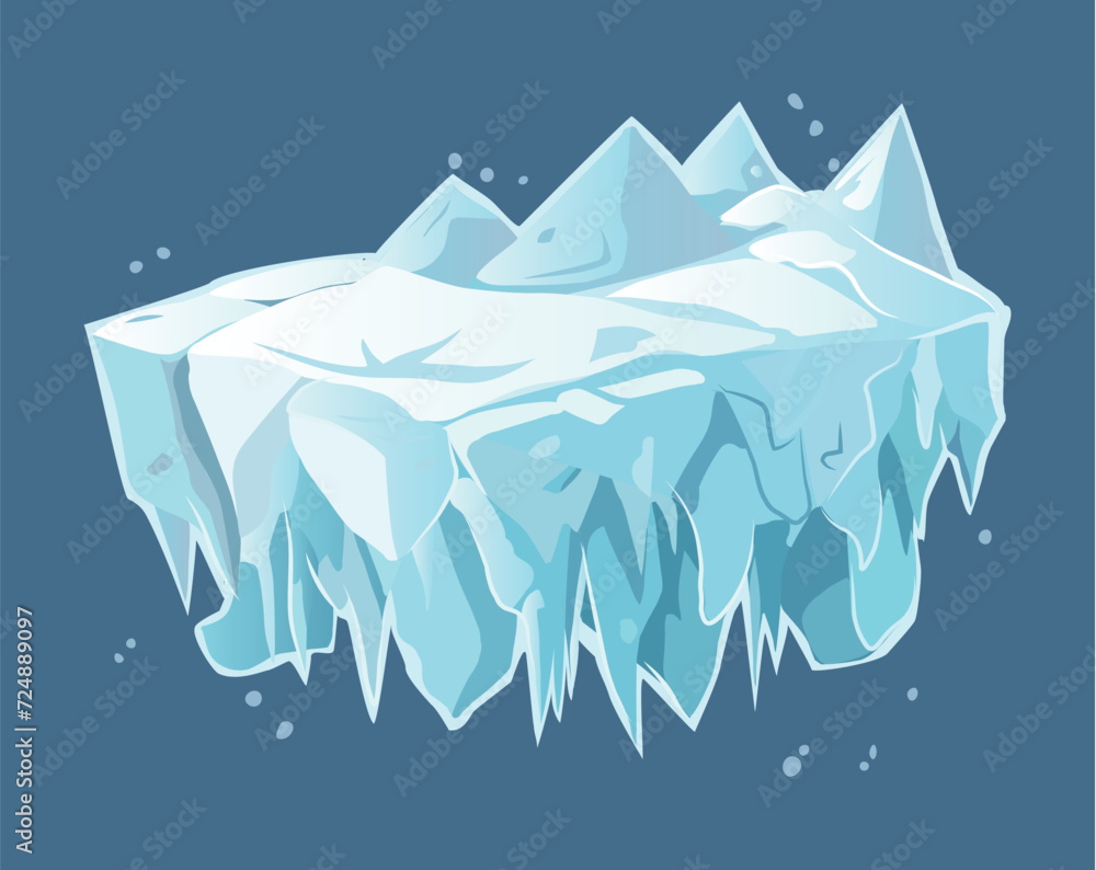 Poster white ice block of colorful set. showcasing of the frosty allure of an ice block and icicles, where 