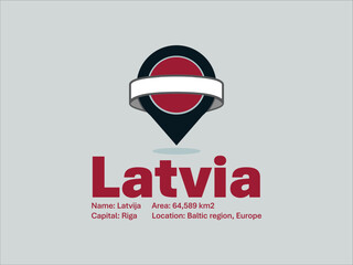 Latvia flag and Location Pin