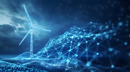 concept idea eco power energy wind turbine - obrazy, fototapety, plakaty