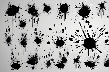 Big set of grunge splashes, paint splashes, stains on a white background, illustration. Playground AI platform.
