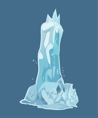 White ice block of colorful set. This charming illustration combines intricate design and whimsical cartoon elements to bring icicles to life. Vector illustration.