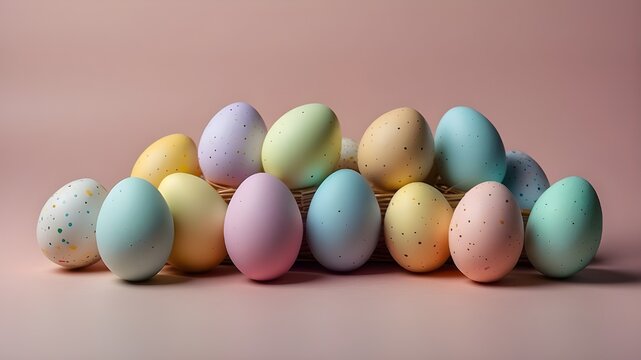 Huevos de pascua de colores decorados, pintados
