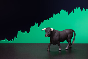 Bull market. Graph of a upward trend in the stock market. Rising prices of stocks. Bullish stock...